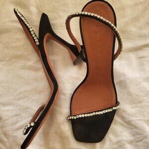 Amina Muaddi jade crystal sandals